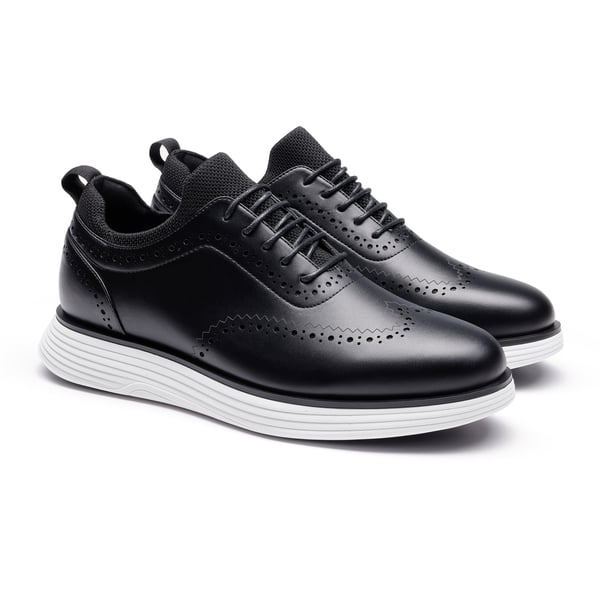 [MaxFlex SuiteCraft] Men's Comfortable Wingtip Dress Sneakers - BLACK - 3